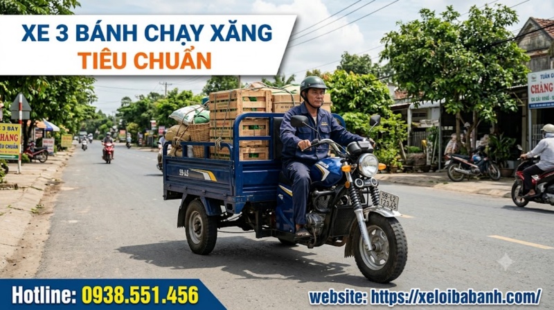xe 3 bánh chạy xăng tiêu chuẩn