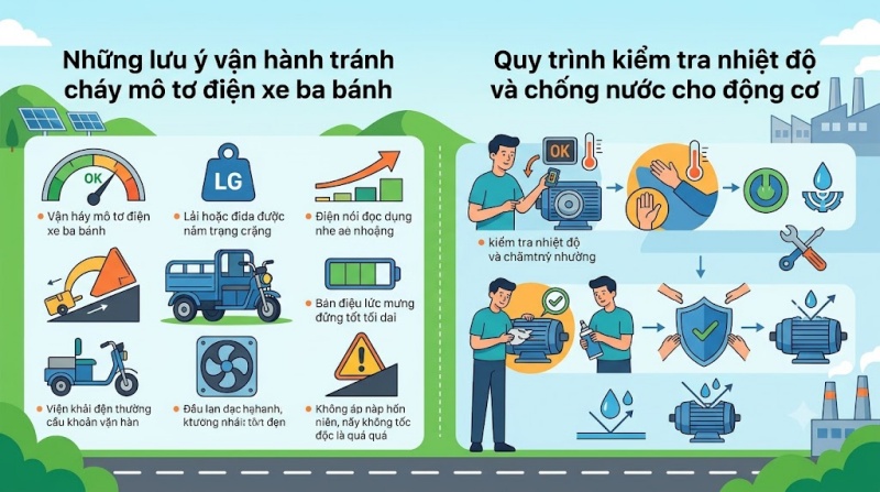 kiểm tra nhiệt độ và chống nước cho động cơ