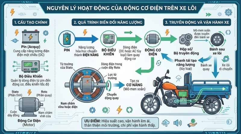 nguyên lý hoạt động của động cơ trên xe