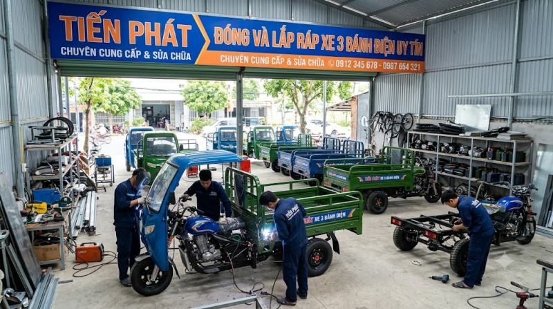 Tiến Phát đóng và lắp ráp xe ba bánh điện chở hàng