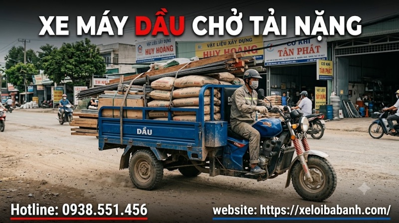xe máy dầu chở tải nặng